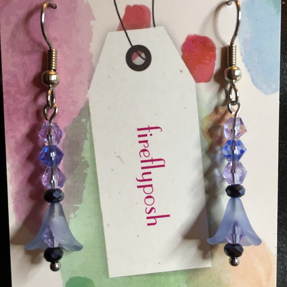 Handmade Flower & Crystal Earrings
